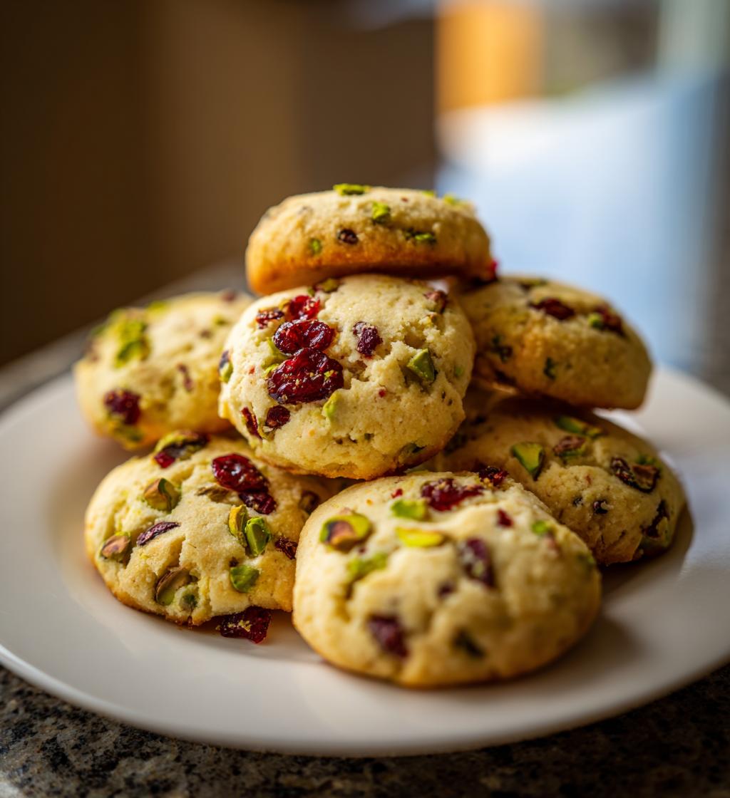cranberry pistachio shortbread cookies