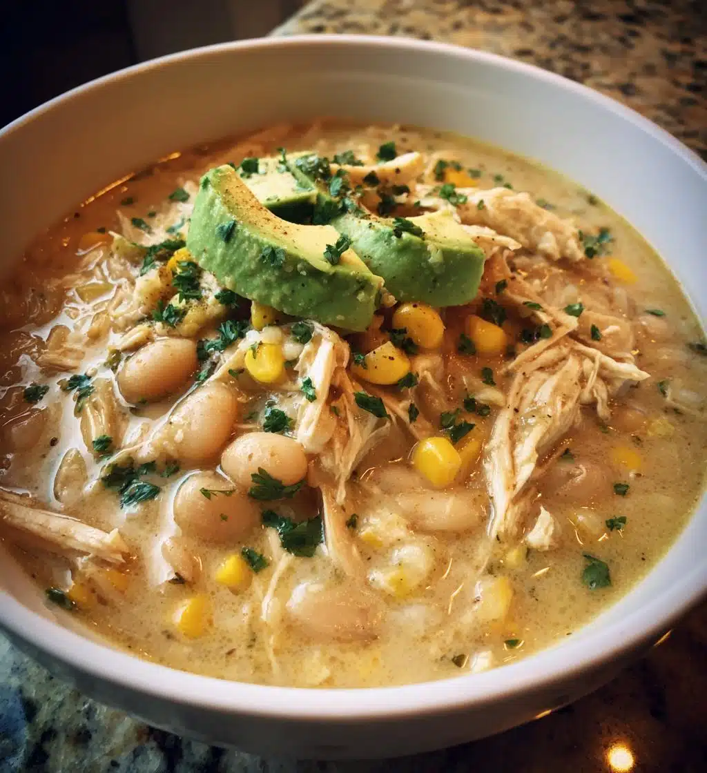 creamy crockpot white chicken chili - detail 1