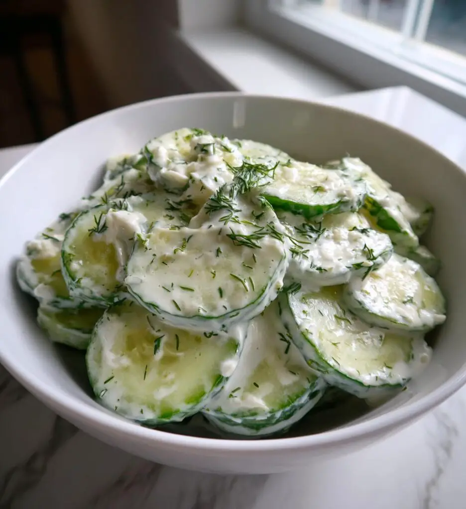 creamy cucumber salad with greek yogurt dressing