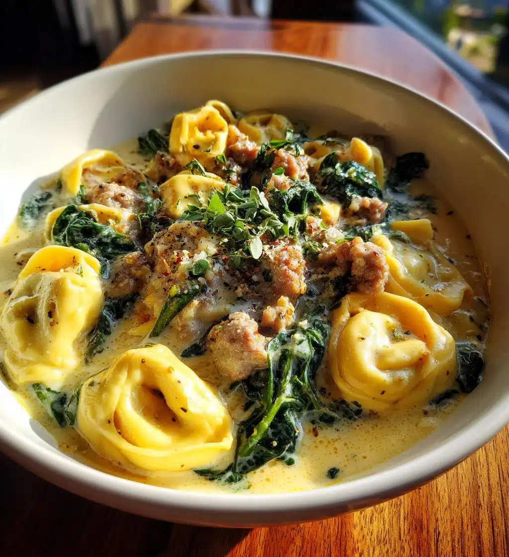 creamy sausage tortellini soup - detail 1