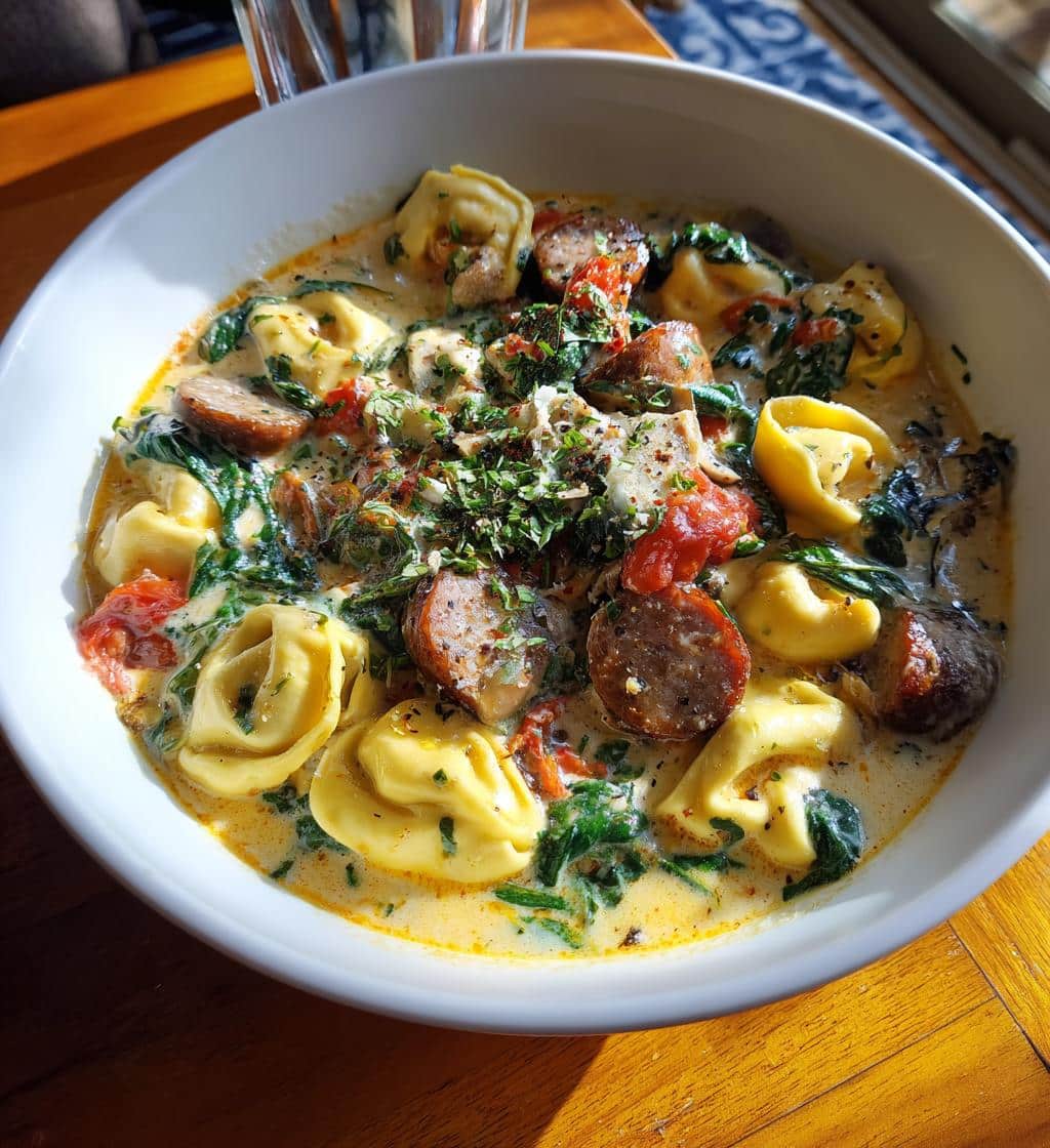 creamy sausage tortellini soup