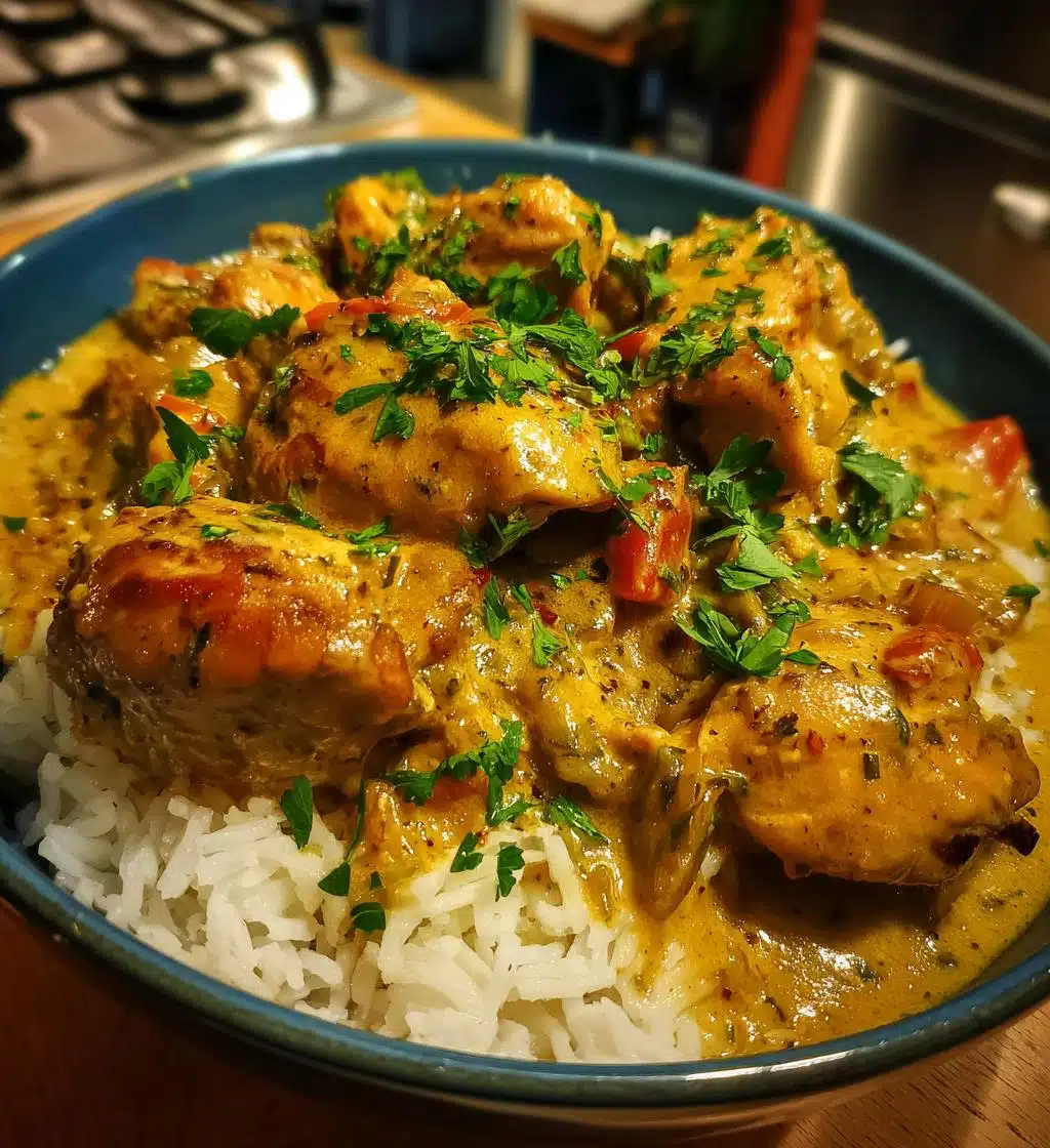 creamy smothered chicken and rice - detail 1