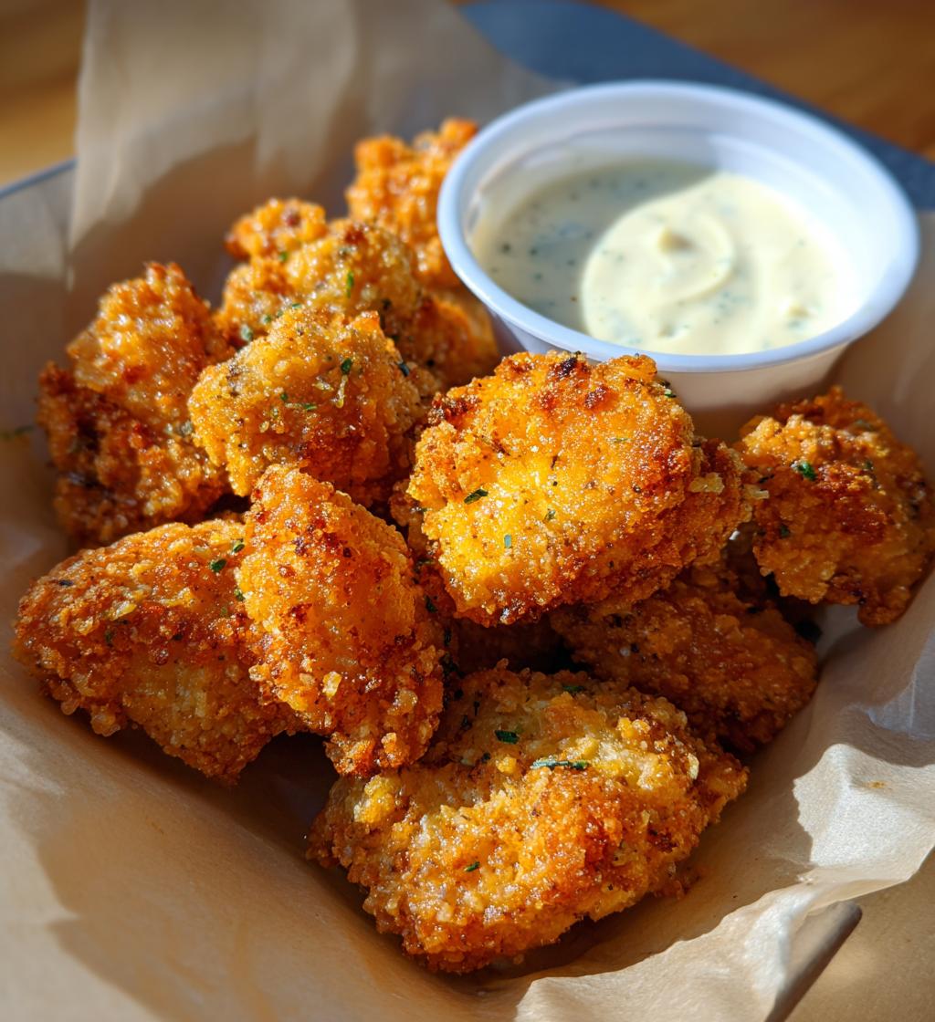 crispy fried mushrooms with cool ranch dip