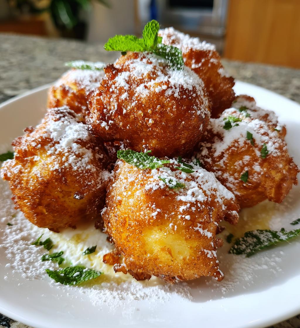crispy golden italian limoncello ricotta fritters with a hint of fresh mint - detail 1
