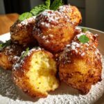 crispy golden italian limoncello ricotta fritters with a hint of fresh mint