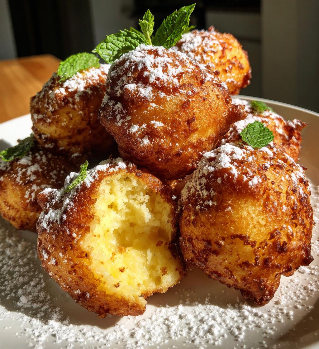 crispy golden italian limoncello ricotta fritters with a hint of fresh mint