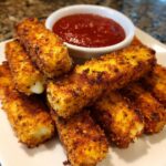 crispy mozzarella sticks with marinara sauce creamy dip