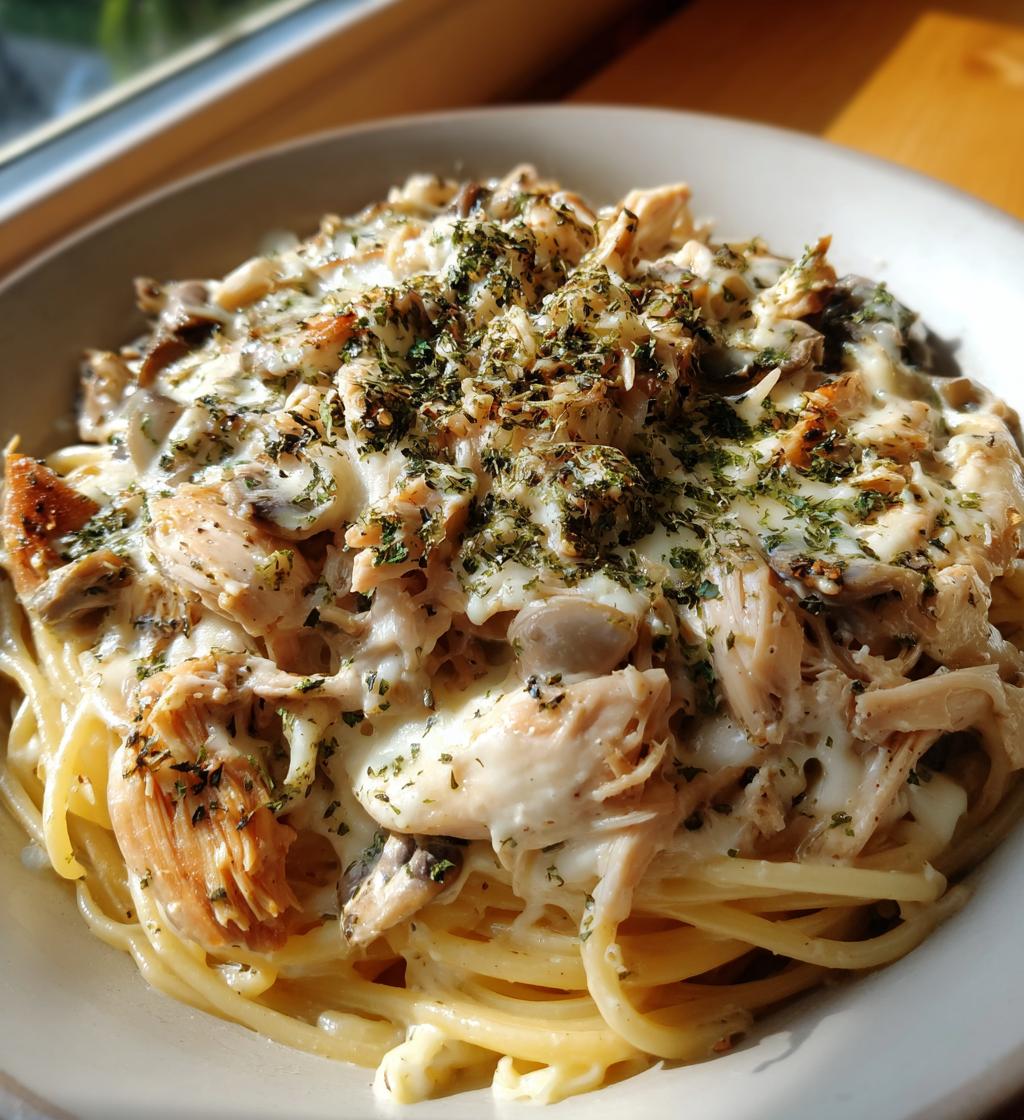 crockpot chicken spaghetti - detail 1