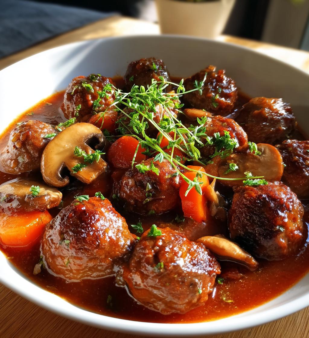 crockpot coq au vin meatballs - detail 1