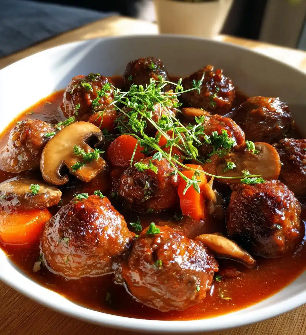 crockpot coq au vin meatballs - detail 1