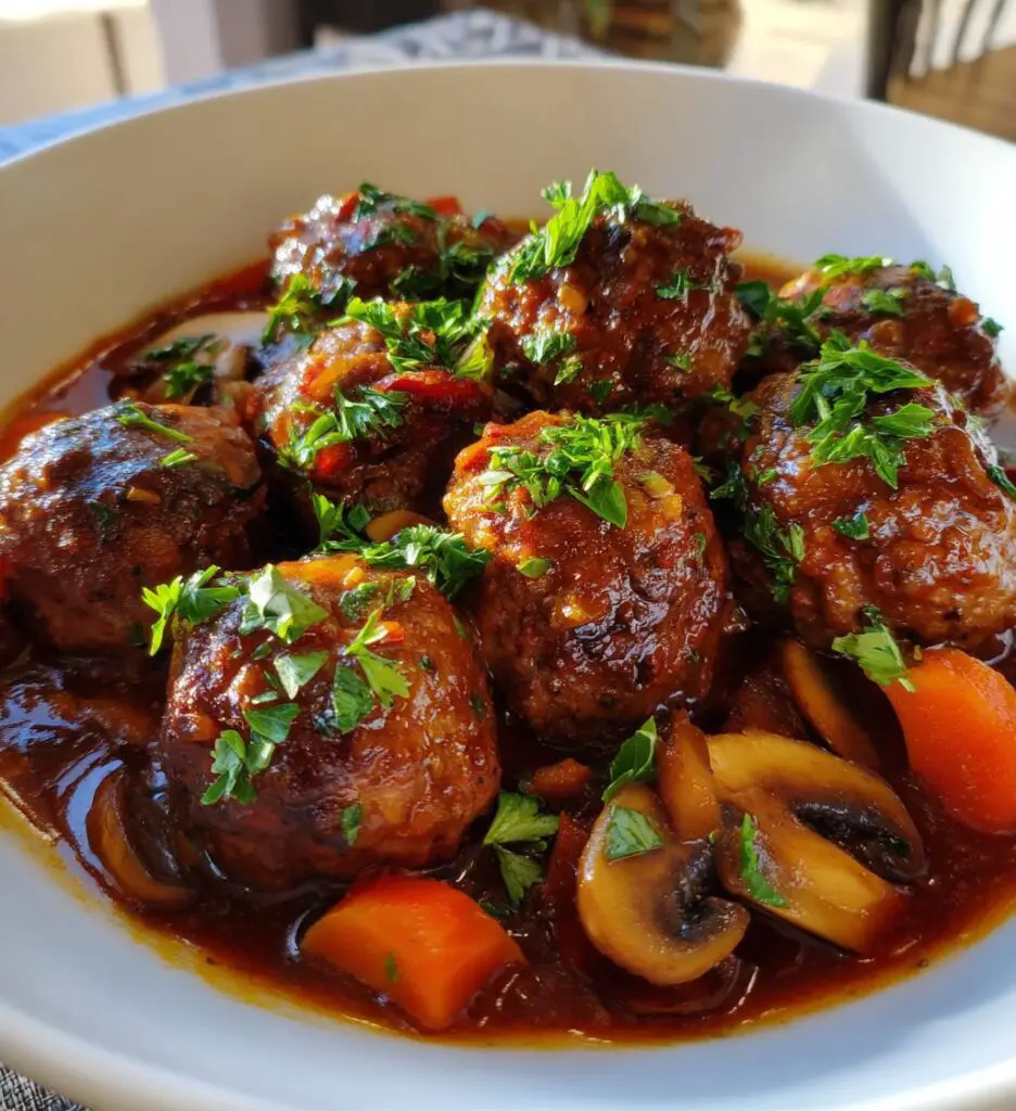 crockpot coq au vin meatballs