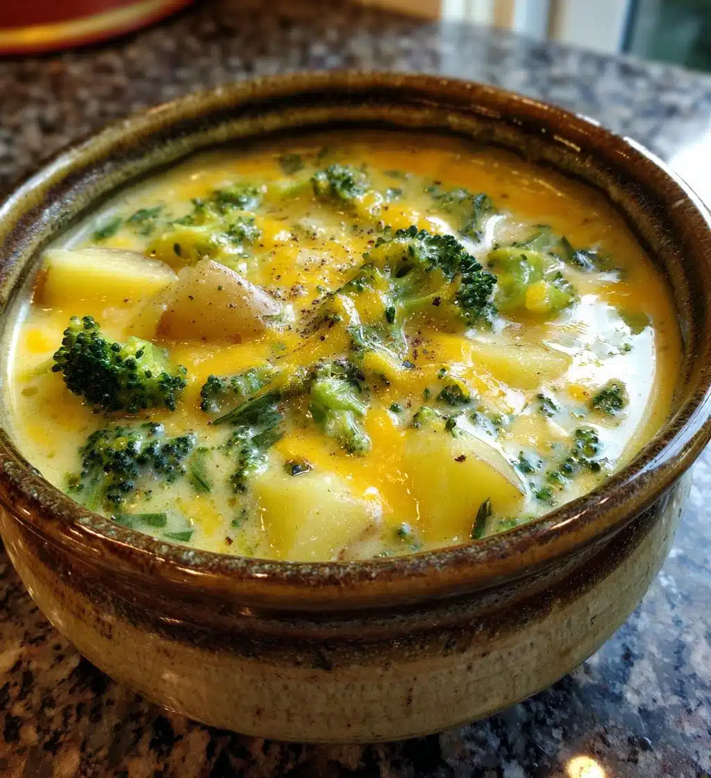 crockpot potato broccoli cheddar soup - detail 1