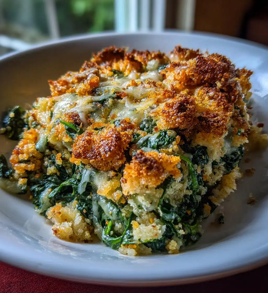 crunchy spinach casserole recipe - detail 1