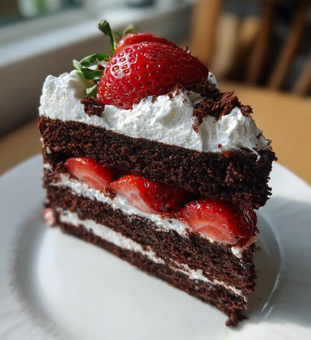 dark velvet strawberry cake - detail 1