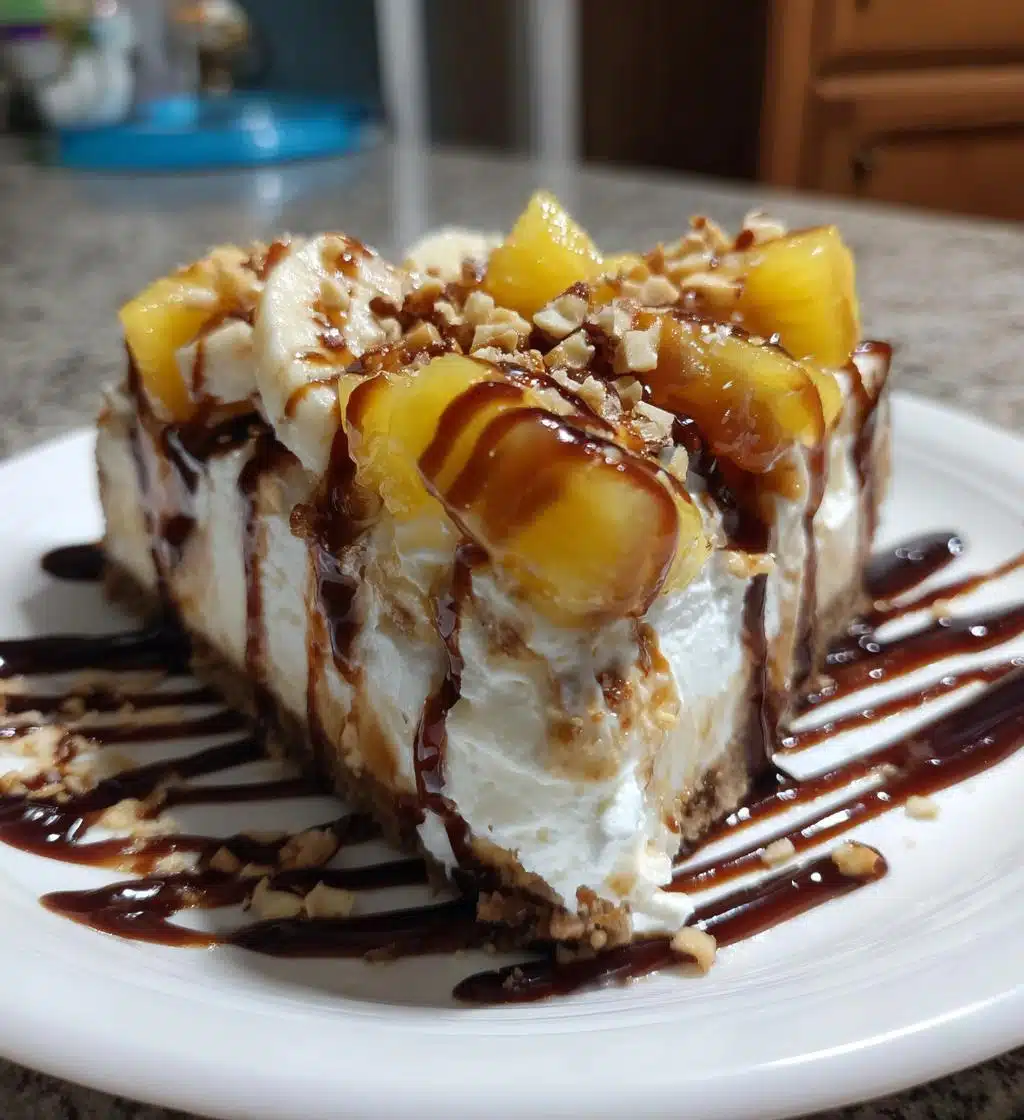 delightful no bake banana split cheesecake