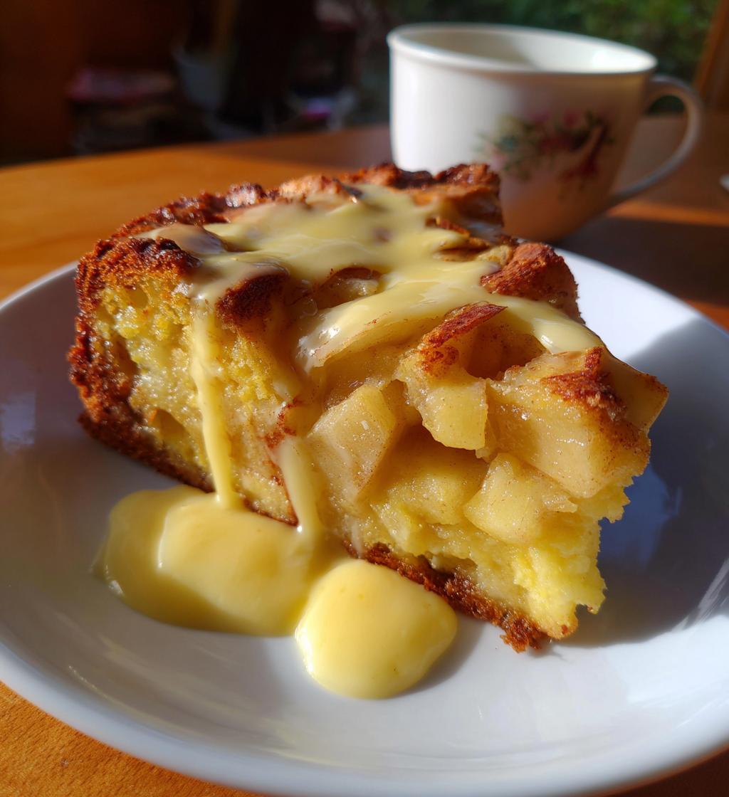french apple cake with maple ginger custard sauce - detail 1