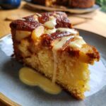 french apple cake with maple ginger custard sauce