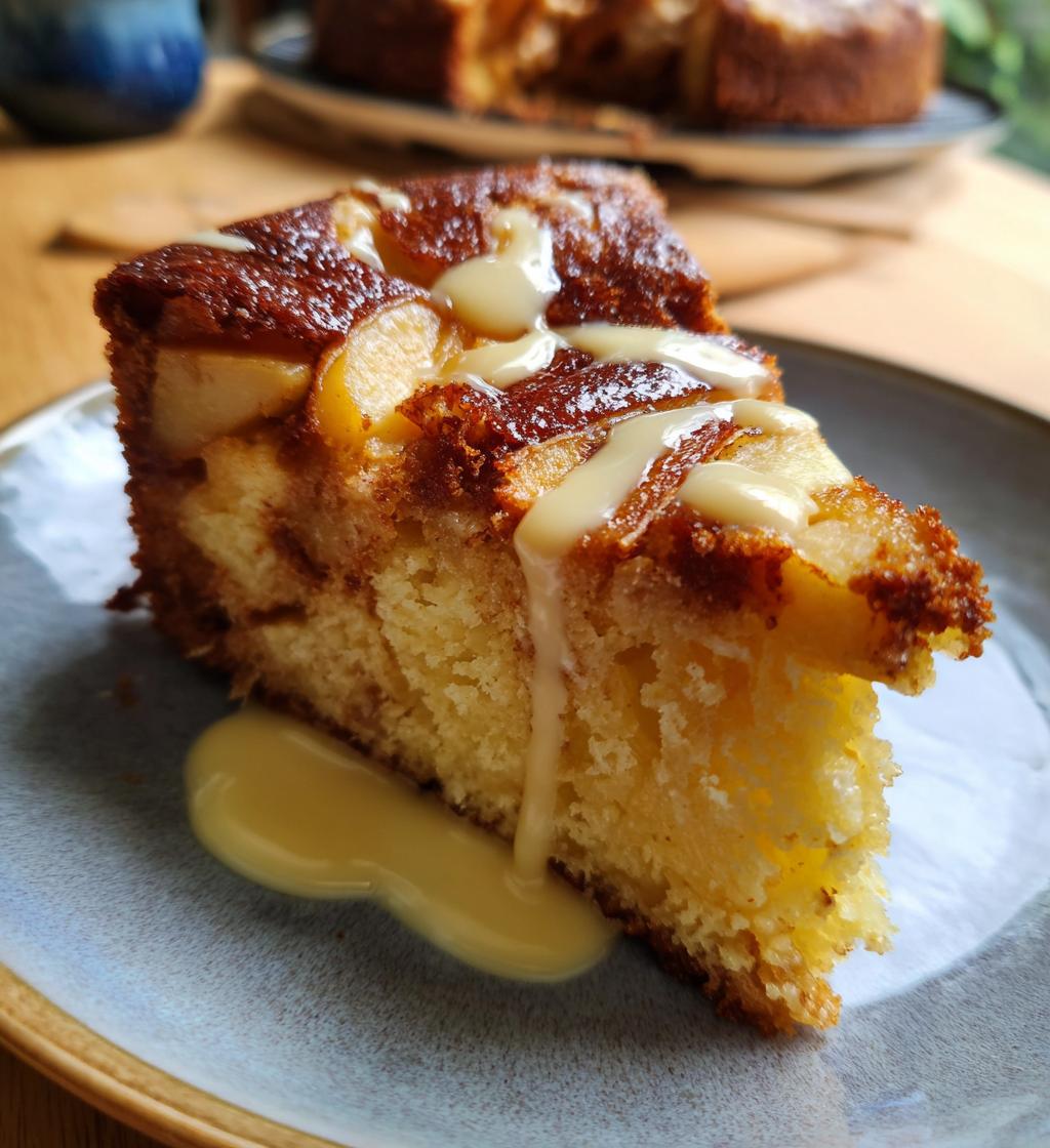 french apple cake with maple ginger custard sauce