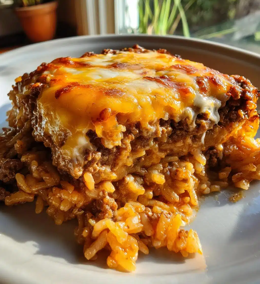 french onion ground beef and rice casserole - detail 1
