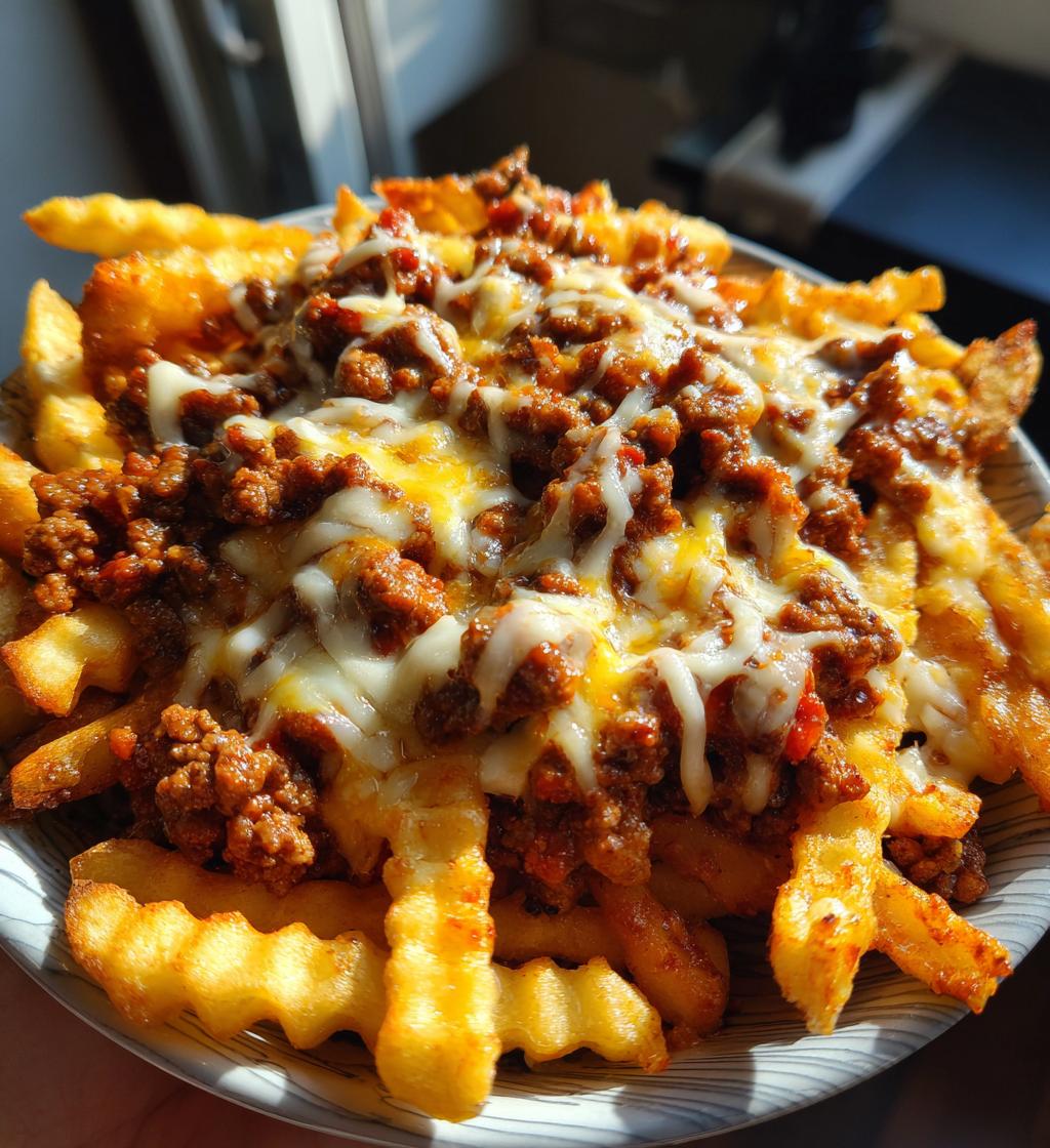 fries and meat cheesy