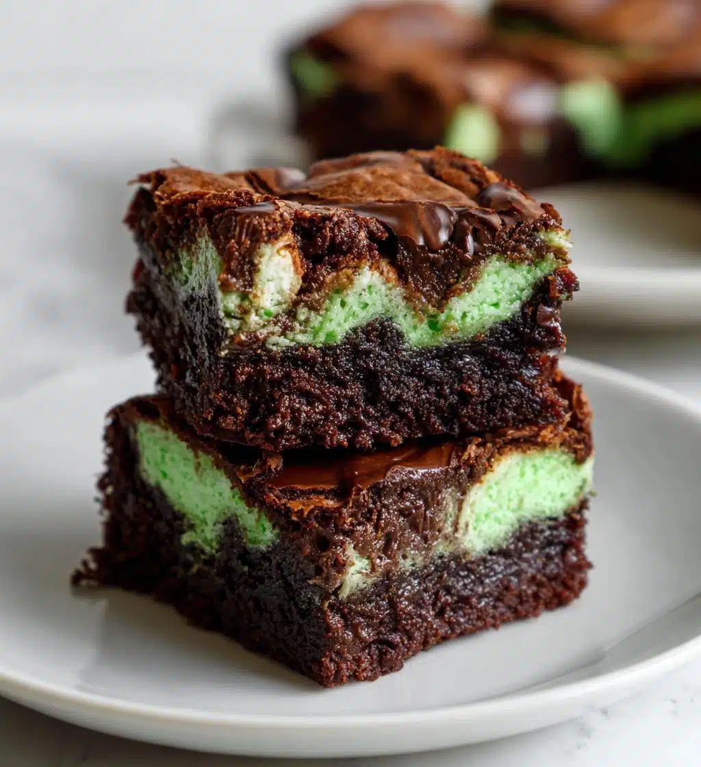 fudgy mint chocolate chip cheesecake swirl brownies - detail 1