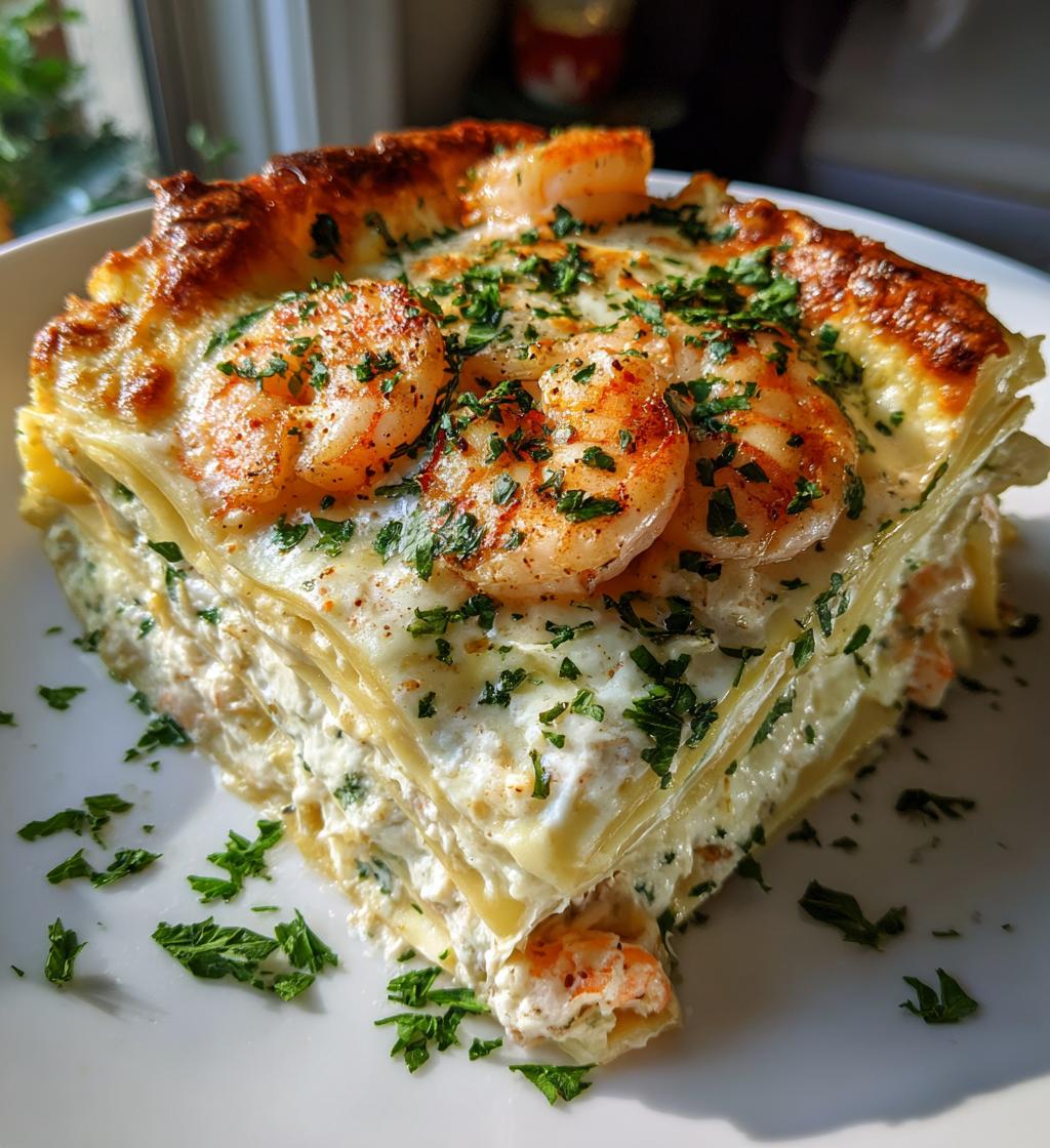 garlic butter shrimp scampi lasagna