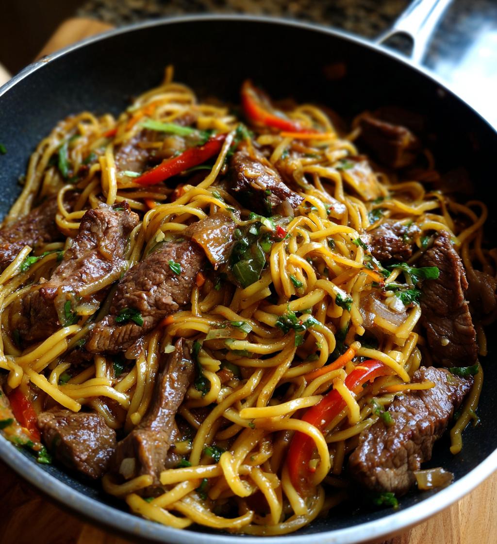 garlic butter steak lightning noodles