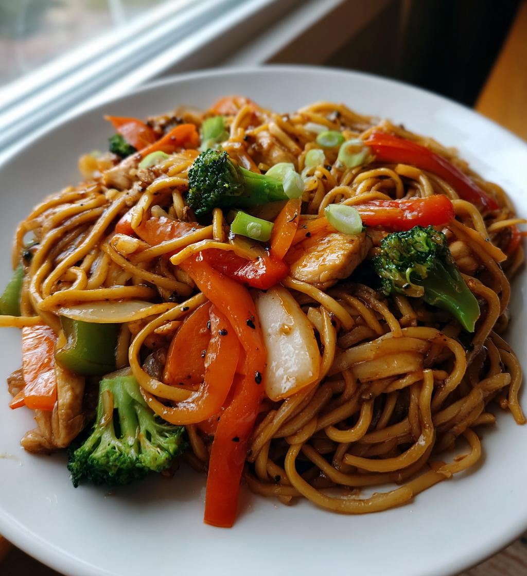 garlic chicken lo mein - detail 1