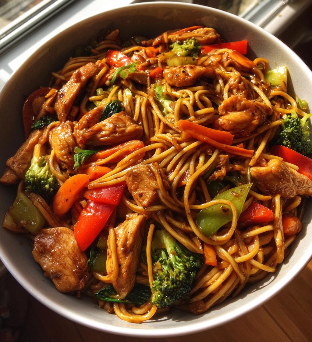 garlic chicken lo mein
