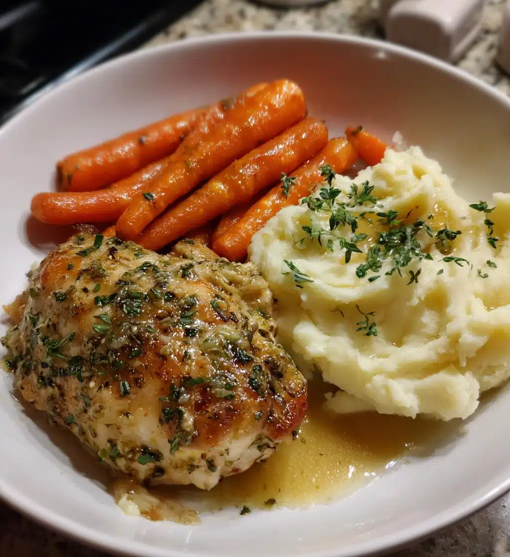 garlic herb chicken mashed potatoes glazed carrots - detail 1