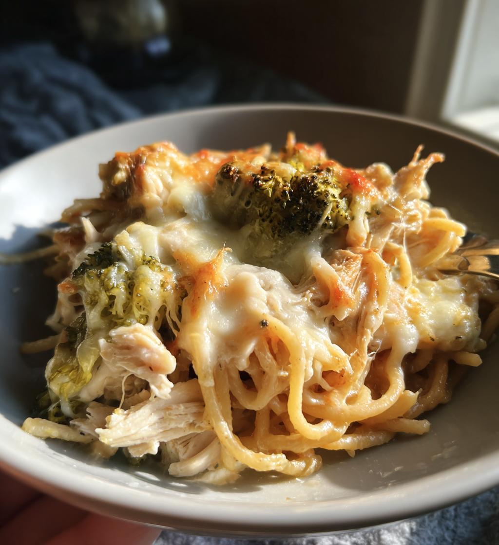 garlic parmesan chicken pasta bake - detail 1