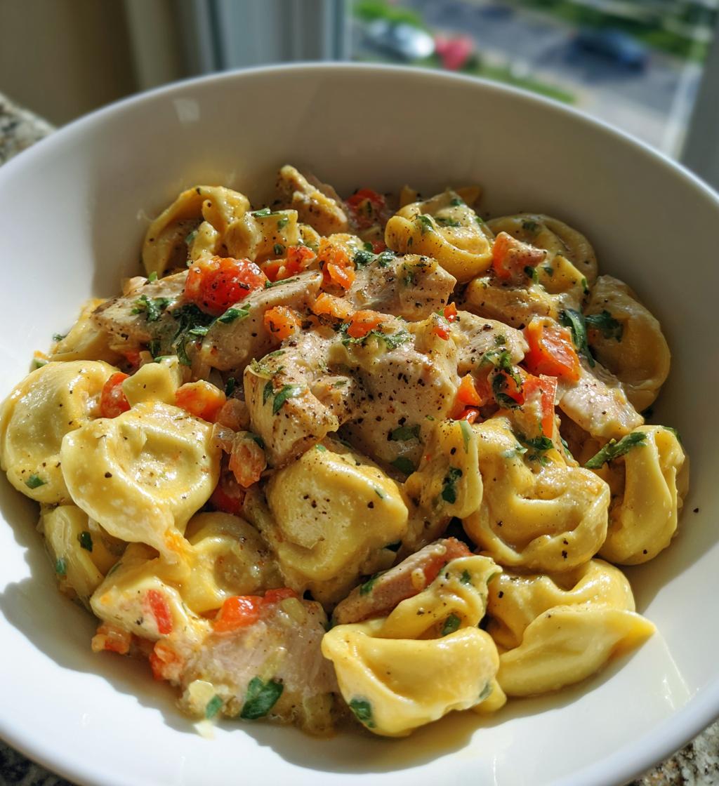 garlic parmesan tortellini with chicken veggies - detail 1