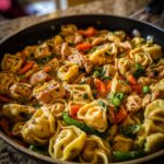 garlic parmesan tortellini with chicken veggies