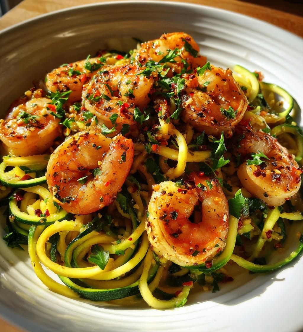 garlic shrimp and zucchini noodles - detail 1