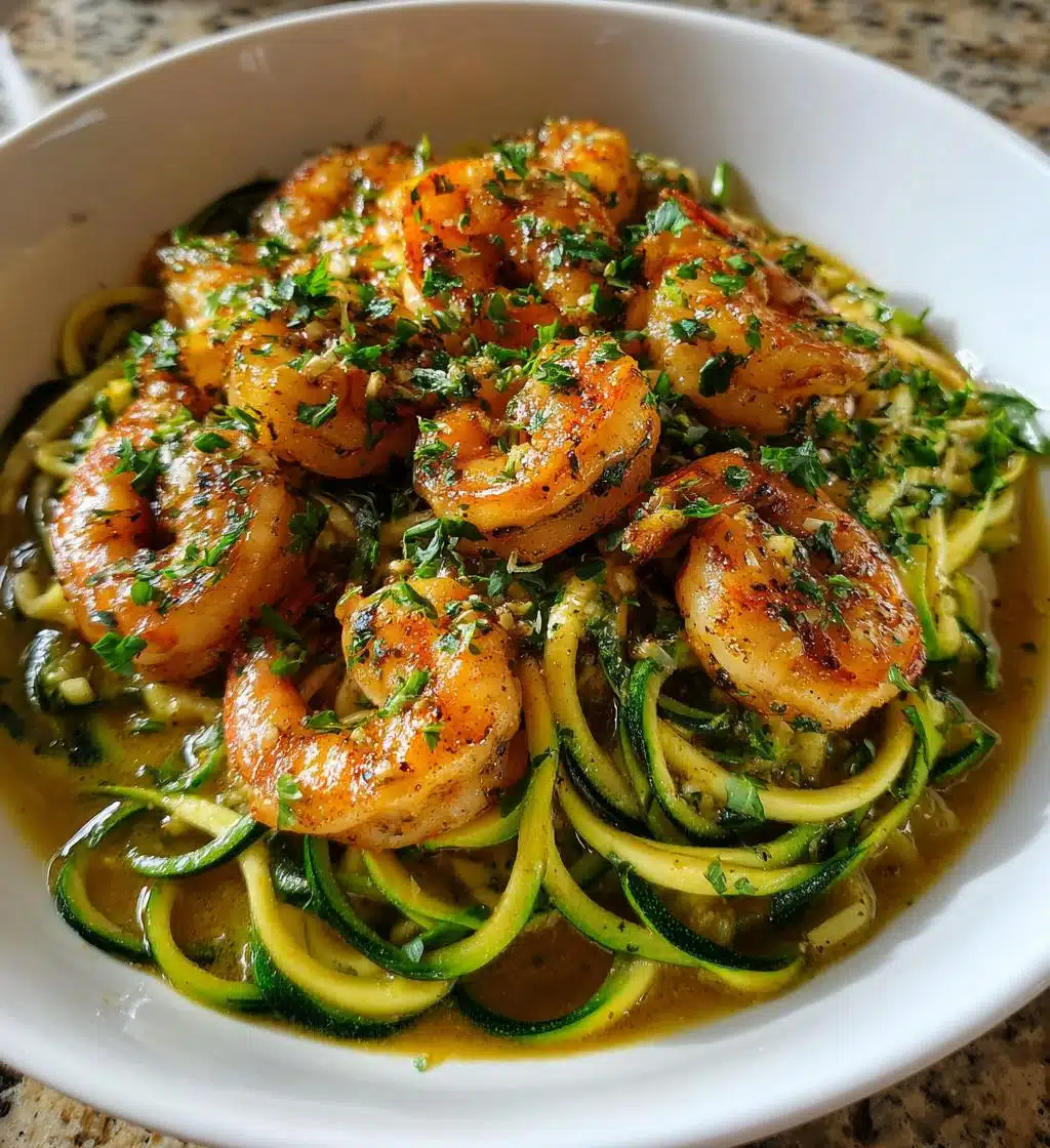 garlic shrimp bowl with zucchini noodles lemon butter sauce