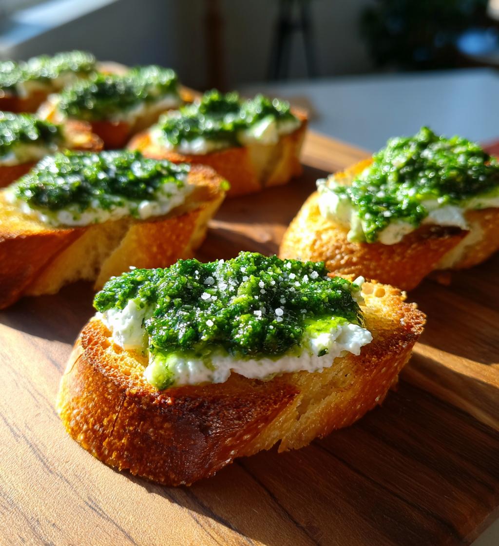 gluten free pesto goat cheese crostini - detail 1