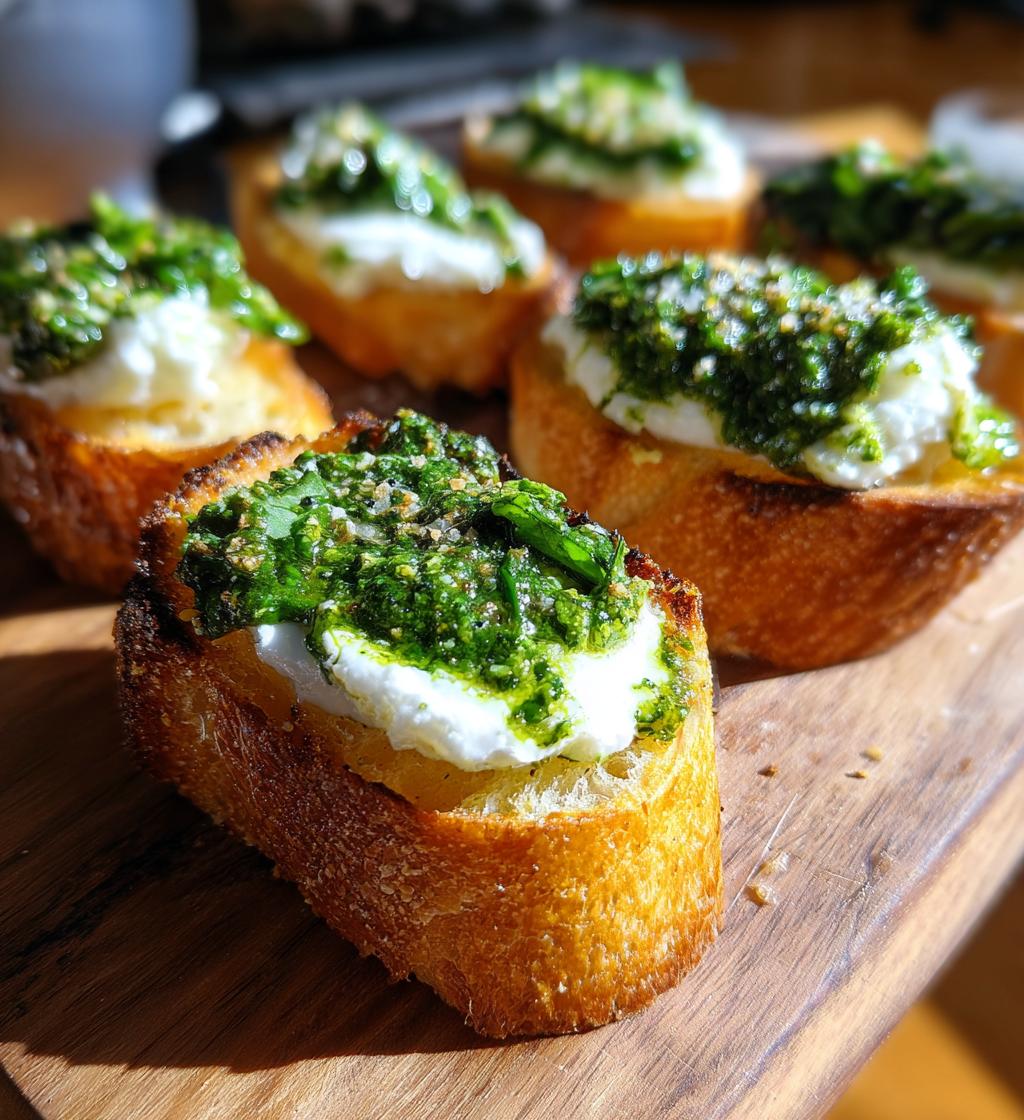 gluten free pesto goat cheese crostini
