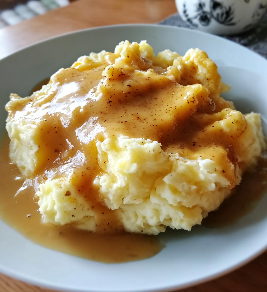 gravy over mashed potatoes - detail 1