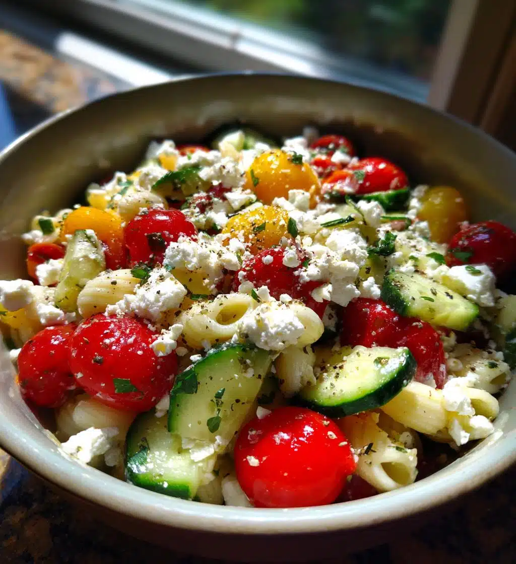 greek pasta salad with feta - detail 1