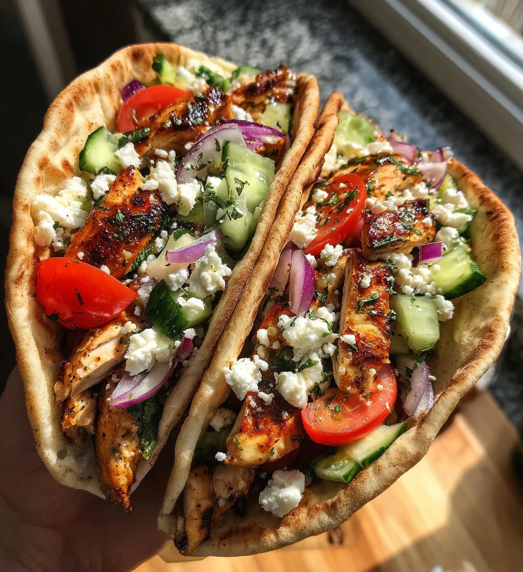 greek salad pita pockets with grilled chicken