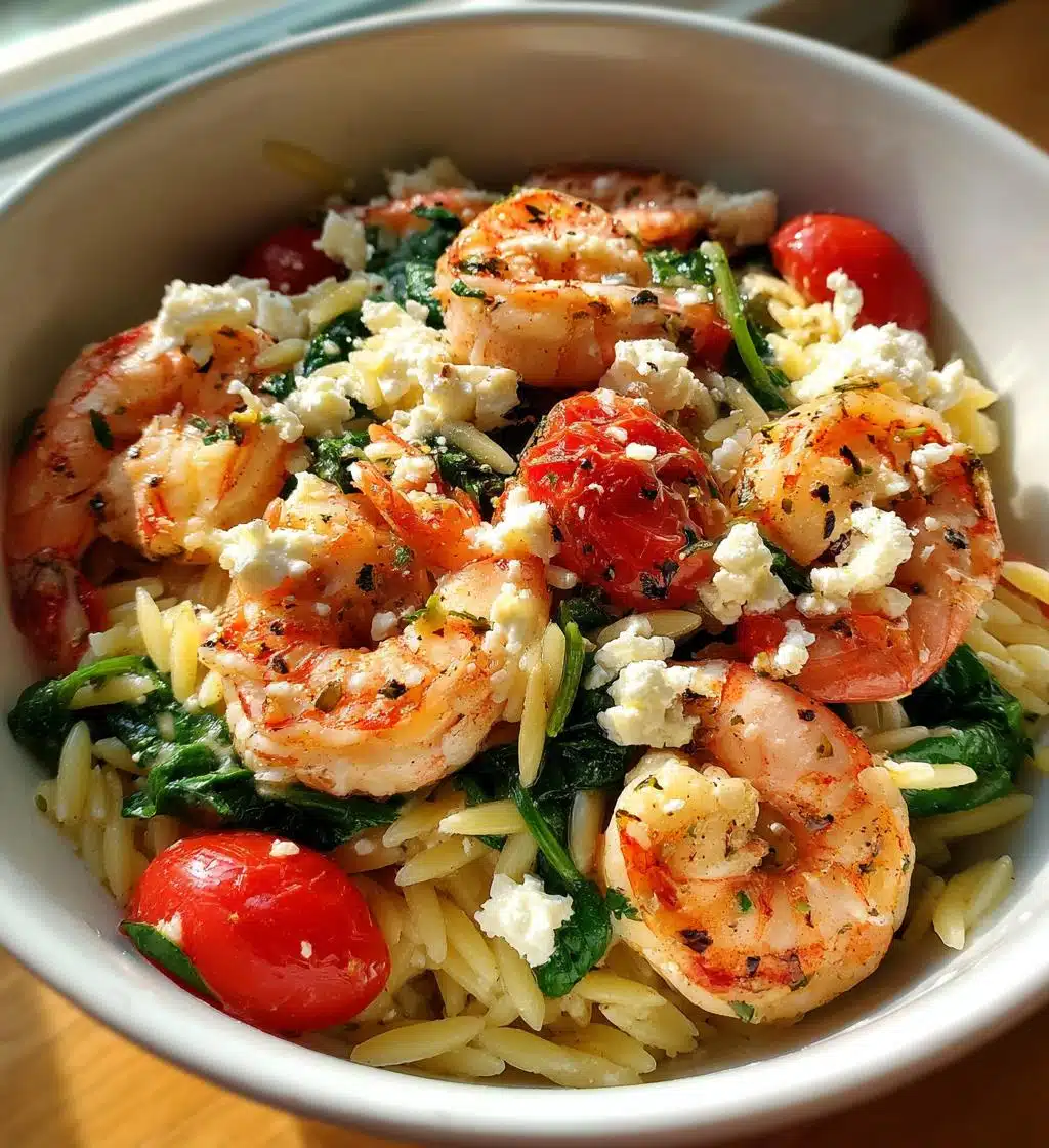 greek shrimp with orzo and feta
