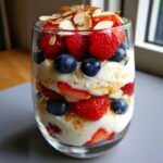 greek yogurt parfait with berries and almonds