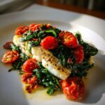 grilled cod with spinach and tomatoes