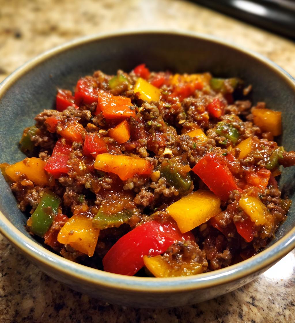 ground beef and peppers skillet