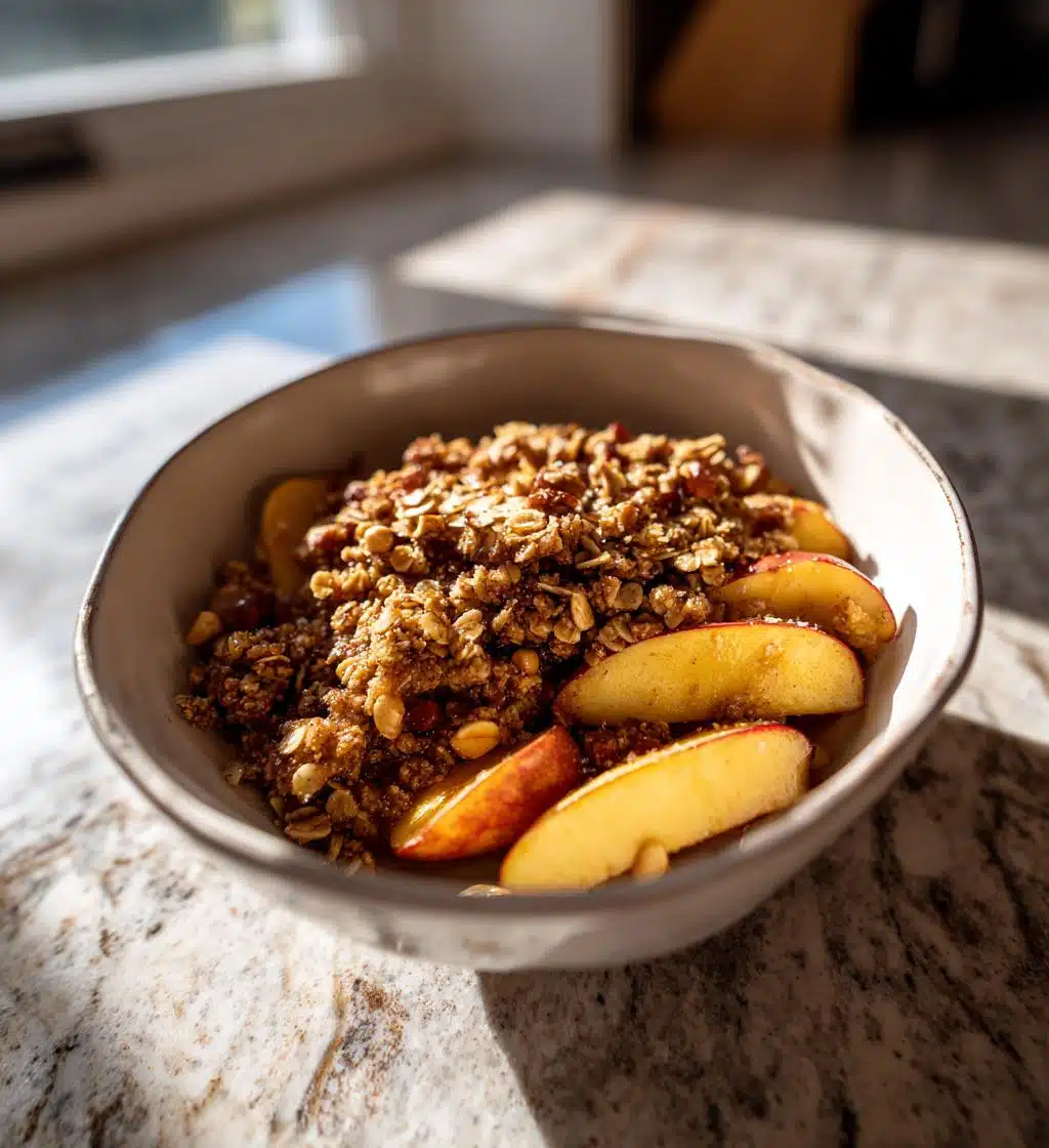 healthy breakfast apple crumble - detail 1