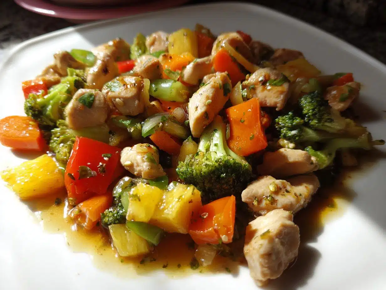 healthy pineapple chicken stir fry - detail 1