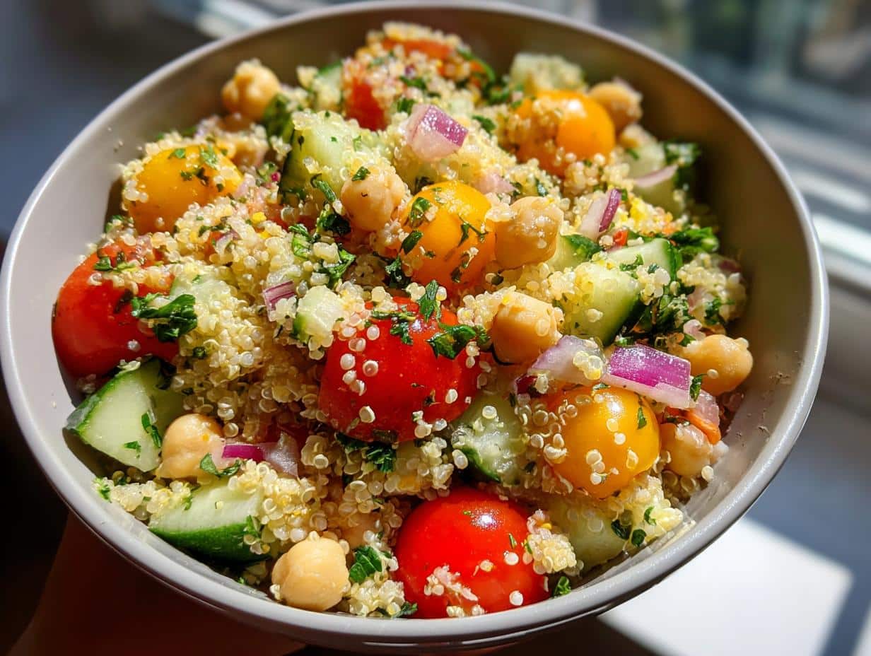 healthy quinoa chickpea salad - detail 1