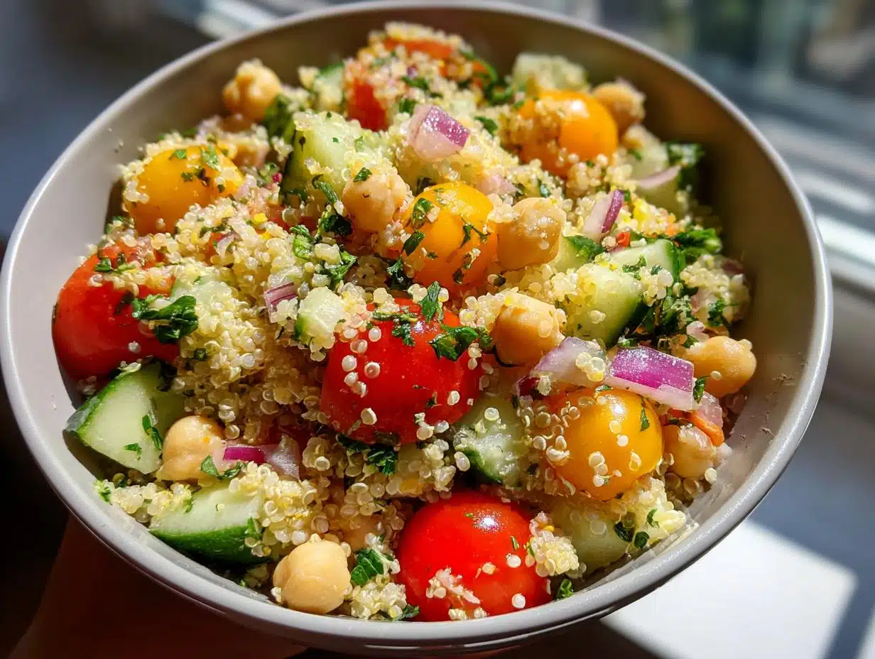 healthy quinoa chickpea salad - detail 1