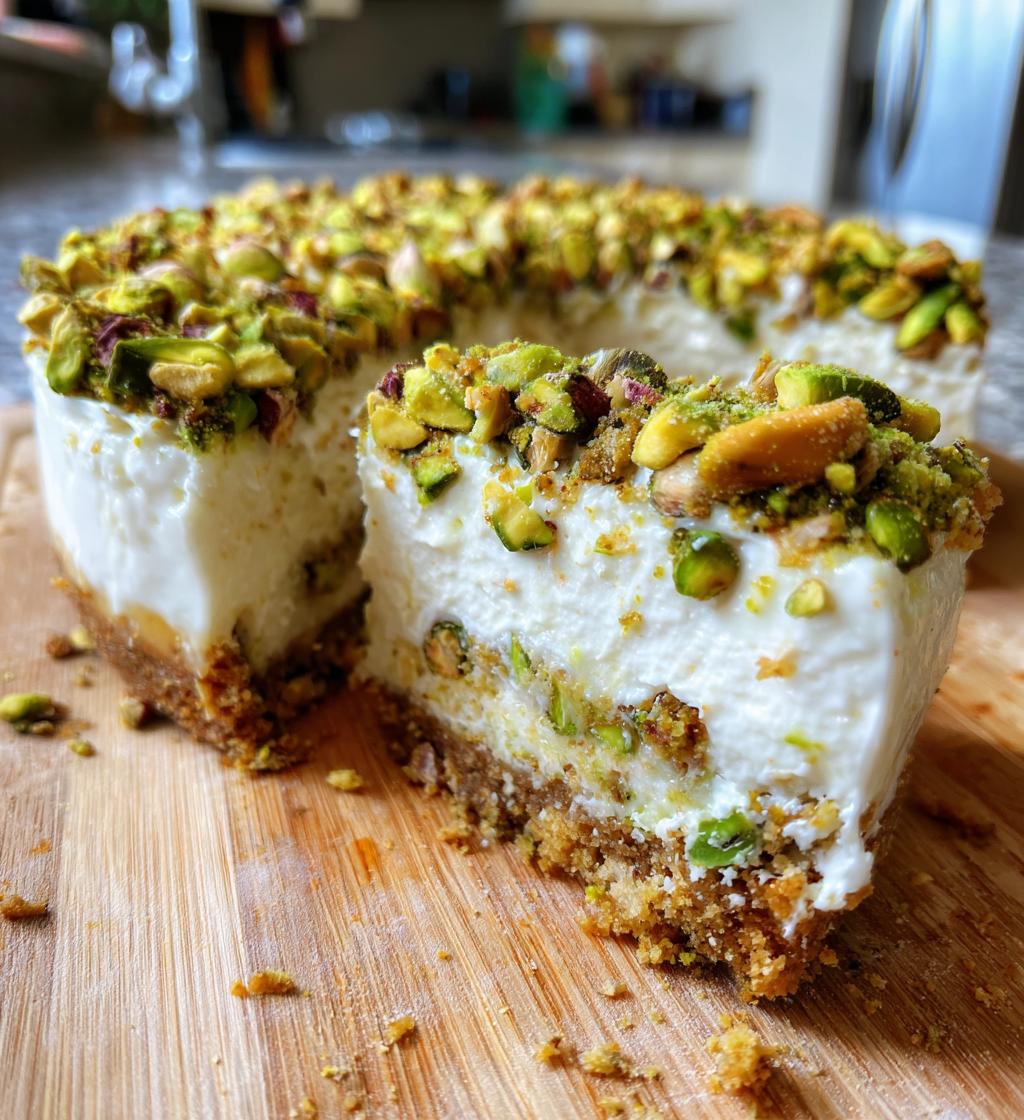 heavenly pistachio white chocolate cheesecake - detail 1