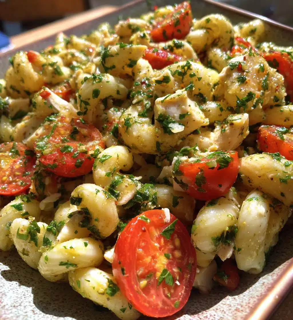 herby lemon chicken pasta salad - detail 1